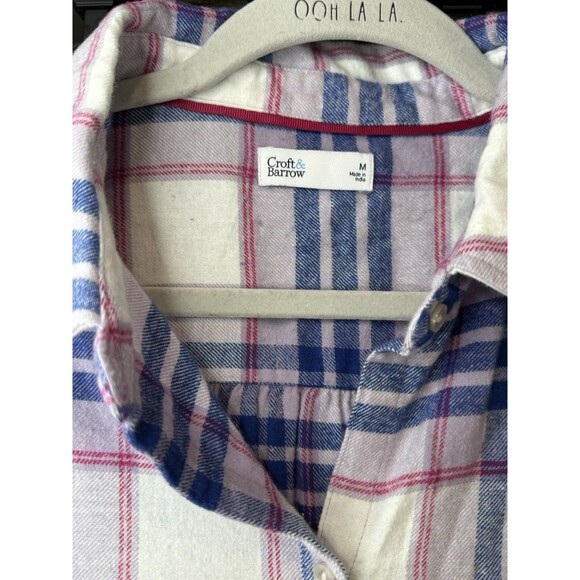 Croft & Barrow Flannel Shirt Size Medium Purple Plaid The Extra Soft Twill NWT - Picture 2 of 5
